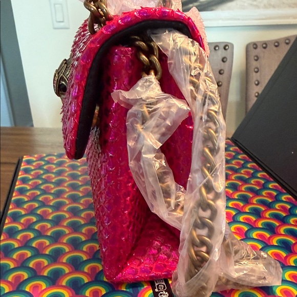 Kurt Geiger Hot Pink Snakeskin Shoulder Bag - Picture 5 of 5
